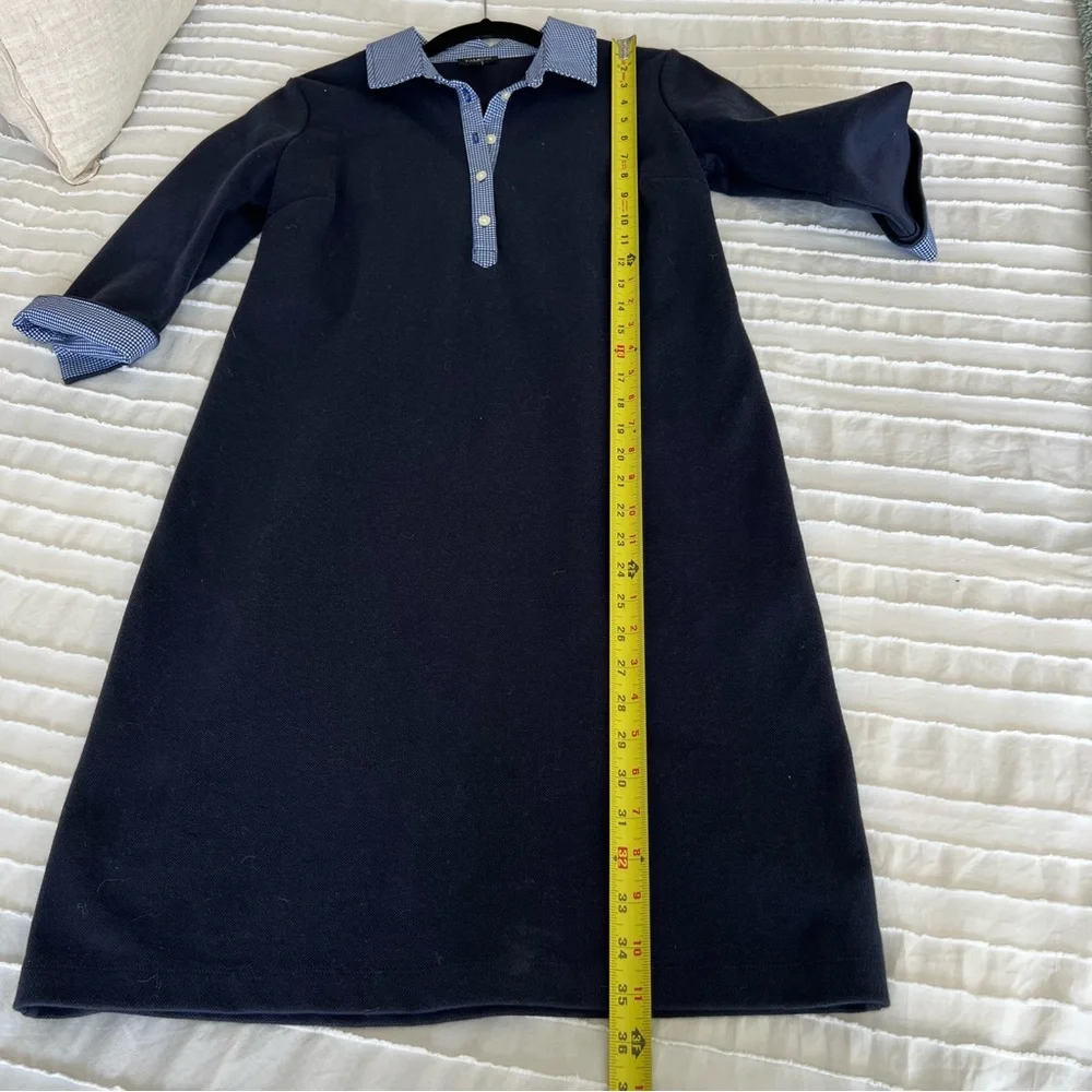 Talbots Cotton Polo Pique Popover Shirt Dress gingham collar cuffs small petite